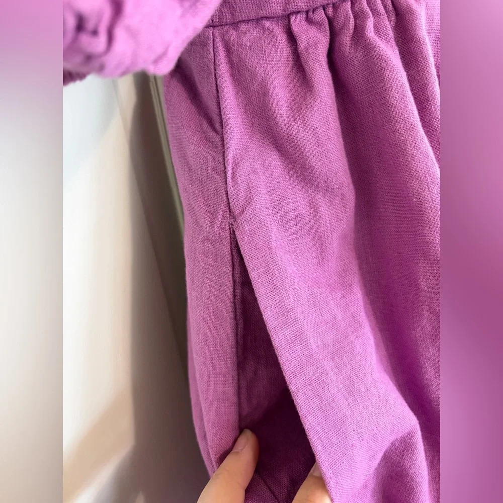 Abercrombie & Fitch Purple Puff Sleeve Smocked Dress - Picture 3 of 5